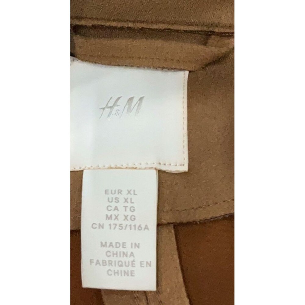 DESIGNER H&M TAN FAUX SUEDE BELTED MIDI LENGTH 48" TRENCH COAT SIZE XLARGE - Picture 15 of 16